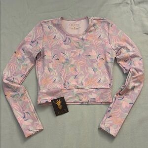 Skatie Women's Floral Pastel Long Sleeve Swim and Surf Top “Rosie”